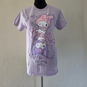 Sanrio My Melody & Kuromi Hybrid Cotton Lavendar T-Shirt Size S Hello Kitty